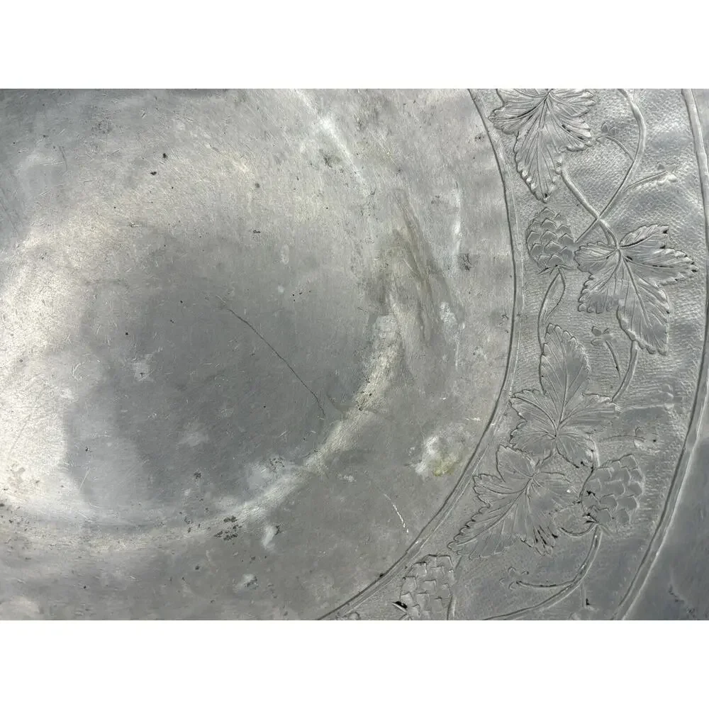 Lot Of 3 Vintage Embossed Aluminum Serving Pieces Tray Bowl Basket Mid Century